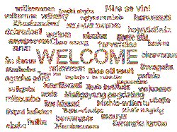 The word welcome, written in all different languages